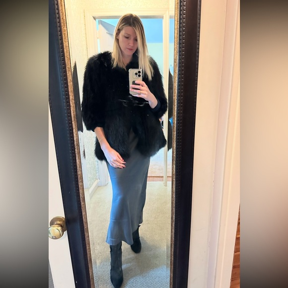 Theory Black Teddy Jacket Natural Blue Fox size M - Picture 10 of 12